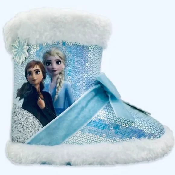NWT Disney Sz 9-10 Toddler Girl’s Frozen Anna & Elsa Cute Cozy Fur Booties Boots - Picture 2 of 8